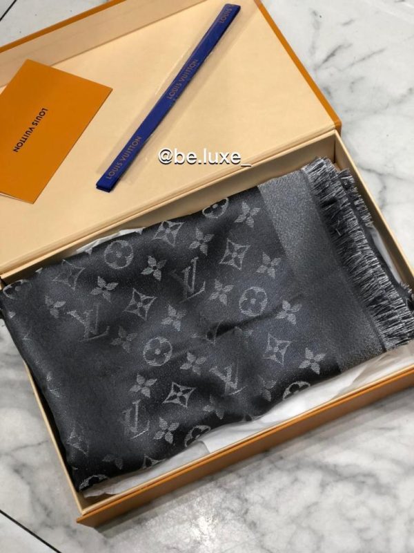 Шаль Louis Vuitton 25661 "Серый-лого"